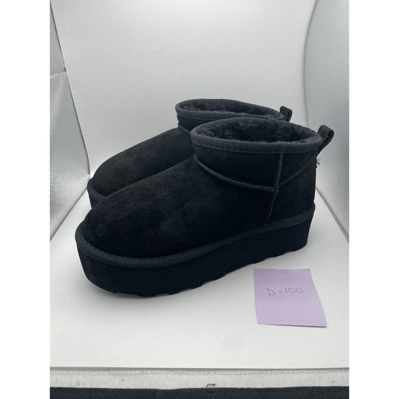 CUSHIONAIRE Women's COZY Genuine Suede pull on platform boot, Black 8.5 - Picture 2 of 6